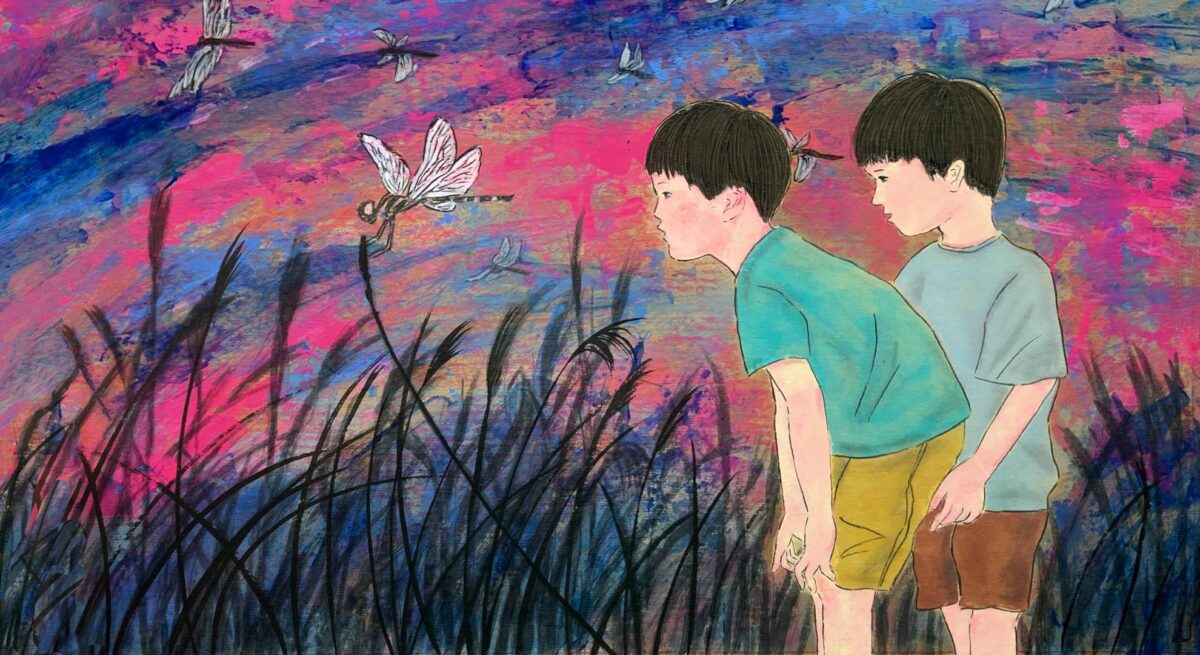 夕日にトンボ